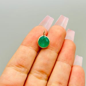 Natural 2.8CT  Round Colombian Emerald with Solid 14K Gold Pendant