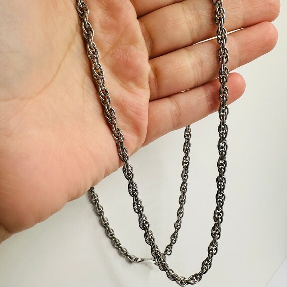 Solid Sterling Silver Rope Chain Link Necklace Ch… - image 3