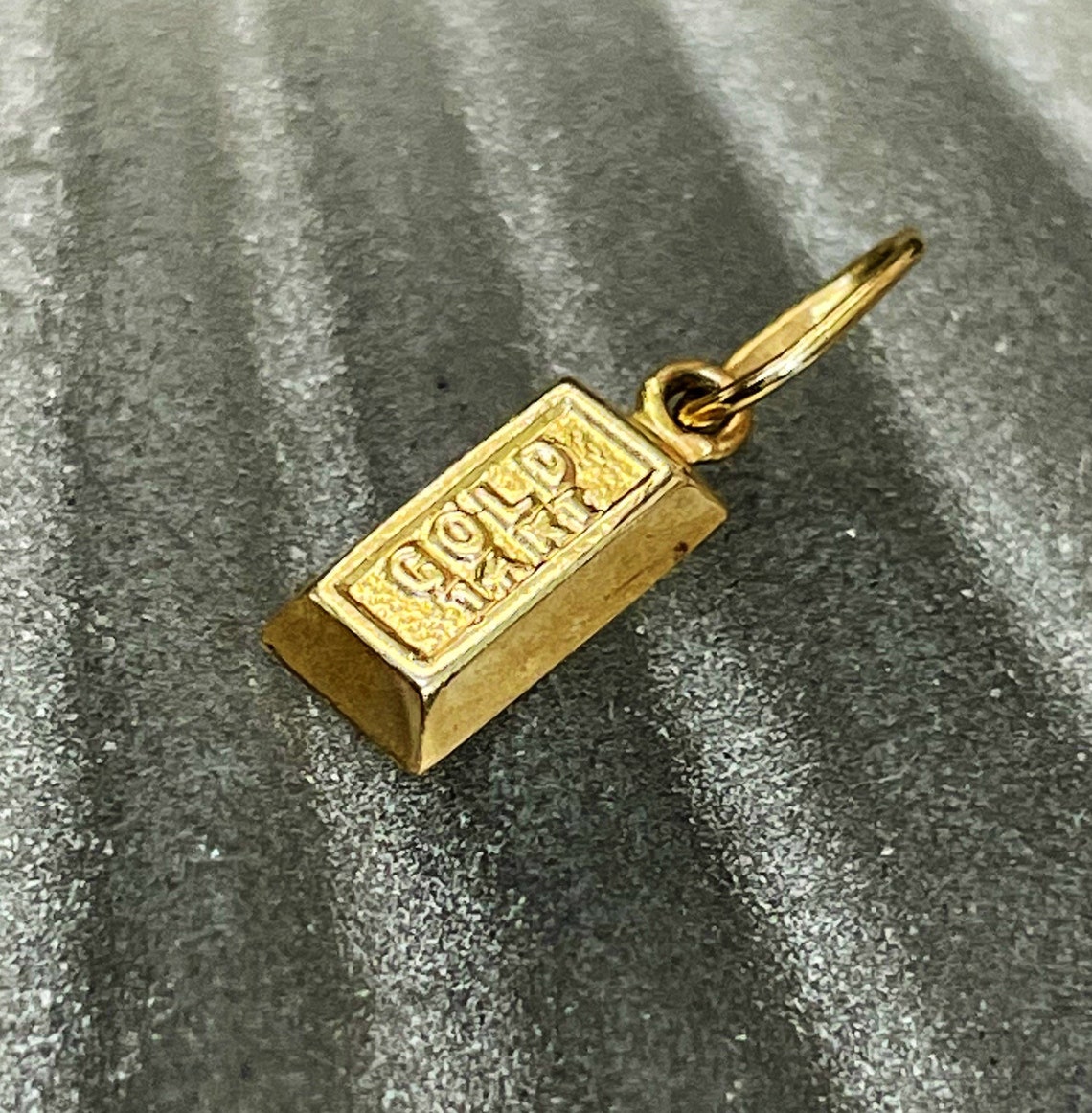 Vintage Mini 14K Yellow Gold Bar Charm 15x5mm Etsy