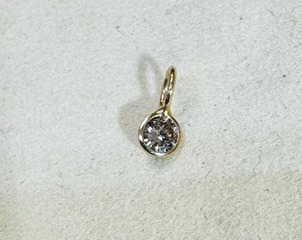 天然 20 mm マラカイト ビーズ チャーム (14K イエロー ゴールド製