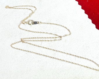 18” 1mm Solid 10K Yellow Gold Fine Whisper Rope Chain Necklace