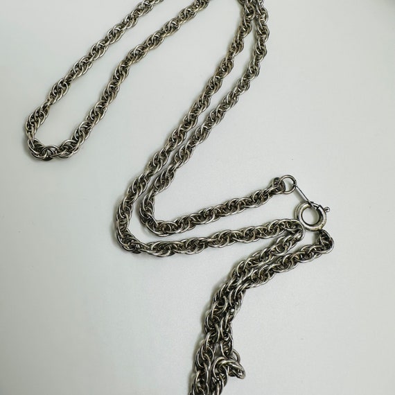 Solid Sterling Silver Rope Chain Link Necklace Ch… - image 4