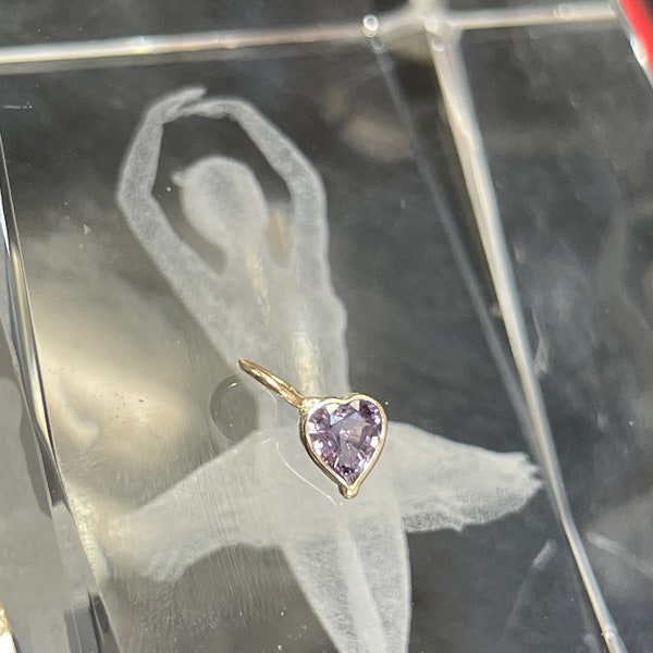 Purple Sapphire Heart 14K Yellow Gold Charm