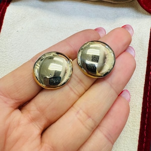 14K Yellow Gold .75&quot; Round Circular Button Earring Studs