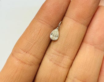 Natural Diamond .40CT Pear Shaped Pendant Charm in 14K White Gold
