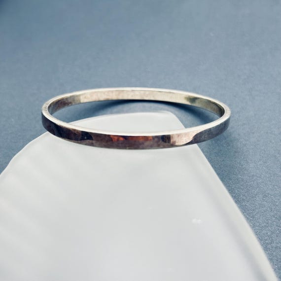 Solid Sterling Silver Bangle Bracelet 8" - image 1