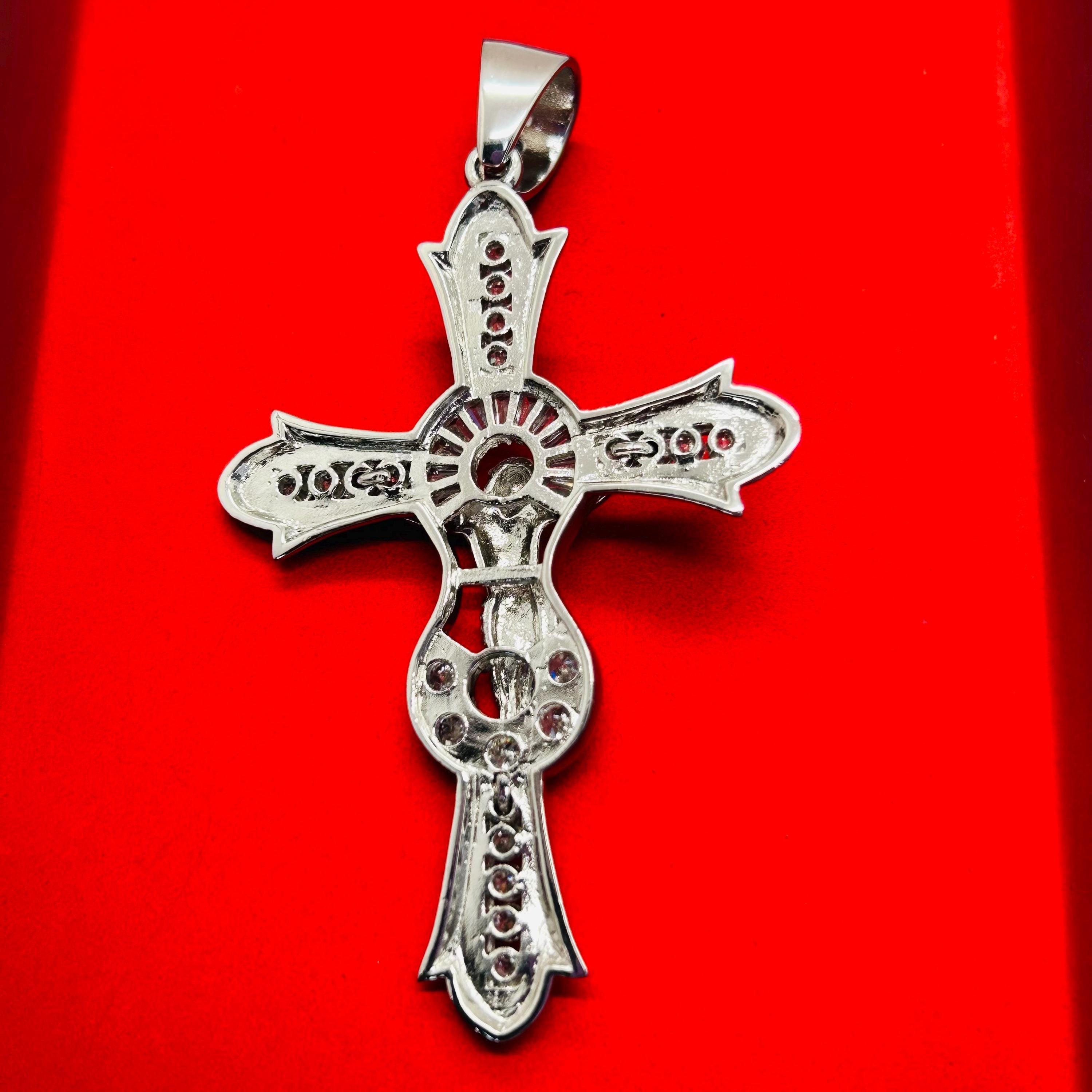 Large 925 Solid Sterling Silver Cross Charm Pendent - Etsy