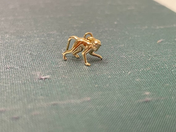 Cute! Mini Solid 14K Yellow 3D Dimensional Monkey… - image 7