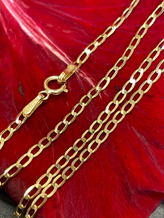 16 2mm Solid 14K Yellow Gold Curb Link Style Necklace Chain Etsy