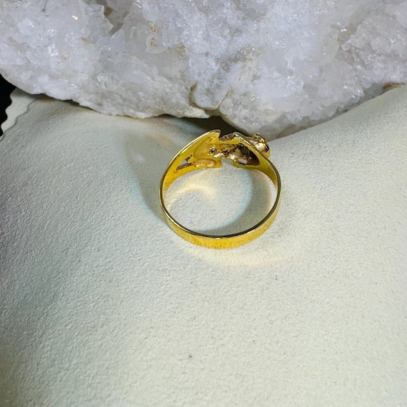 Solid 18K Yellow Gold Frog Ring with Crystals Siz… - image 6
