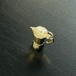 Cutest Mini Solid 14K Yellow Gold Cafecito Espresso Coffee Maker Charm Pendant Mechanical image 9