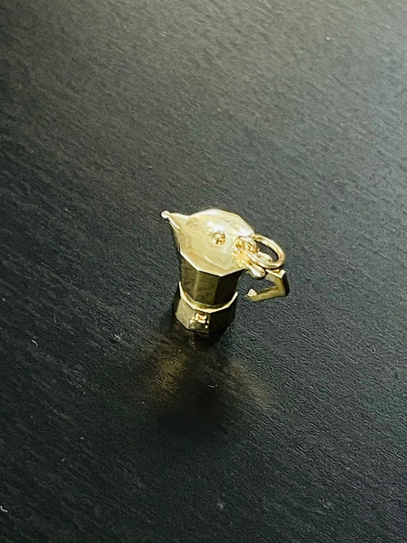 Cutest Mini Solid 14K Yellow Gold Cafecito Espresso Coffee Maker Charm Pendant Mechanical image 9