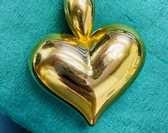 Large 2x1.75" 14K Yellow Gold Puffed Heart Pendant