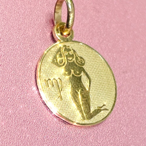 14K shops Yellow Gold Virgo Horoscope Zodiac Pendant Charm