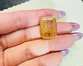 17CT Luscious Apricot Orange Imperial Topaz 14K Yellow Gold Pendant in Solid 14K Yellow Gold