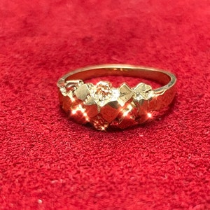Cute Baby Midi or Pinky Ring Solid 10K Yellow Gold Gold Nugget Little Boys Ring Size 3.5