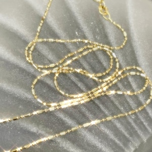18” Solid 14K Yellow Gold Dot Dash Ball Chain Necklace