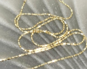 20&quot; Solid 14K Yellow Gold Dot Dash Ball Chain Necklace