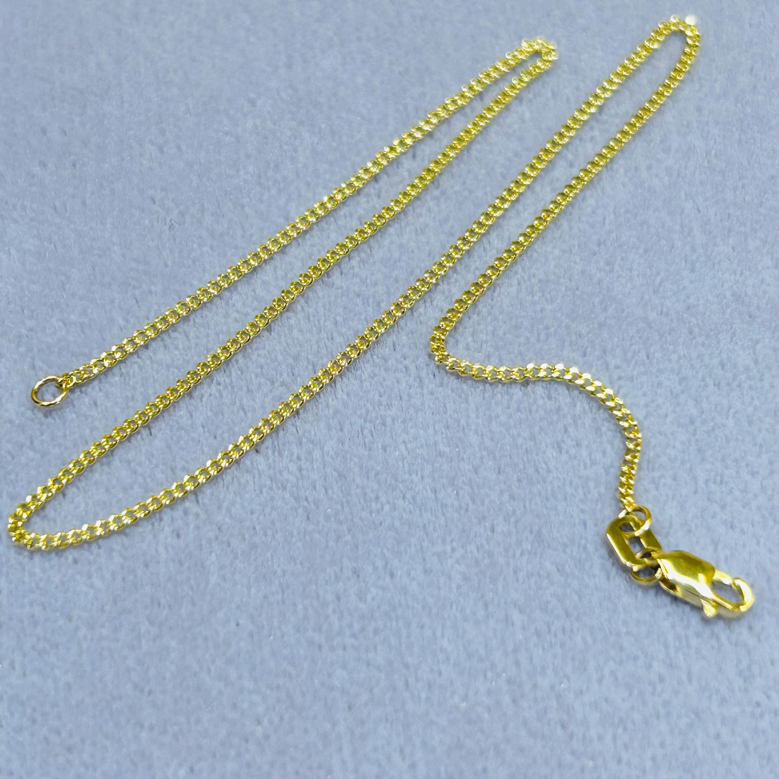Solid 14K Yellow Gold  1.2mm 10” Long Curb Link Chain Anklet Ankle Bracelet
