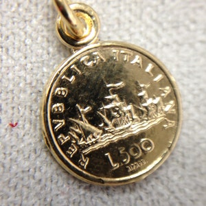 Süß! Mini 8 mm Solid 14K Gelbgold Italienische Münze Charm oder Anhänger Zweiseitig