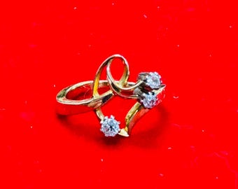 Anello antico vittoriano Old Mine Cut Diamond Swirl in oro rosa 14K, misura 6,25