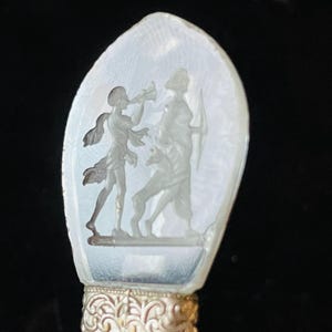 Gorgeous Hand Etched Crystal stick pin Antique