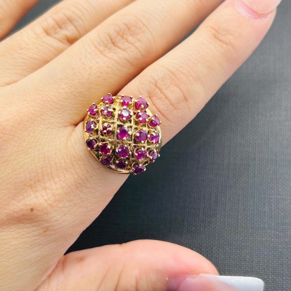 14K Solid Yellow Gold Ruby Ring size 6 - image 2