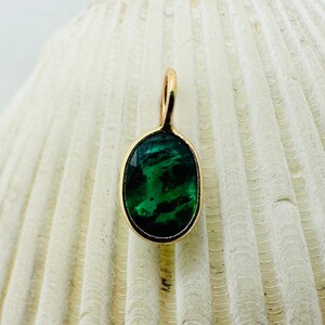 Natural Oval  Colombian Emerald with Solid 14K Gold Pendant