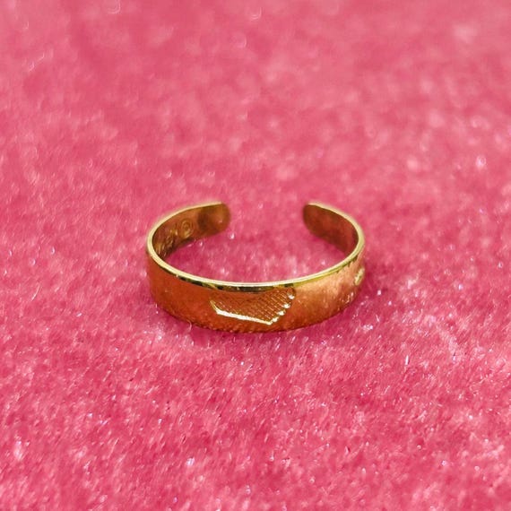 Solid 14K Yellow Gold Ring Size Adjustable Pinky … - image 1