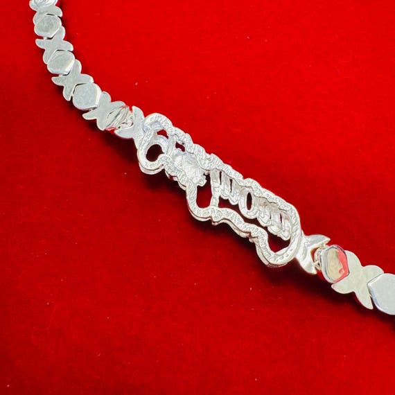 SILVER925　ILoveArizona♡ILoveNavajo♡ Cute XOXO 925 Sterling Silver Articulated Link Bracelet With I
