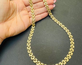 18” 14K Yellow Gold Vintage 8mm Wide Link Necklace Ext to 19.5