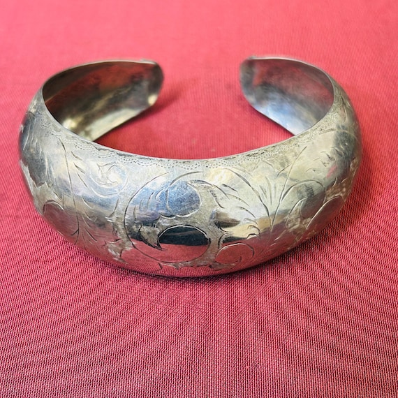Vintage Link Solid Sterling Silver Bangle Bracele… - image 1