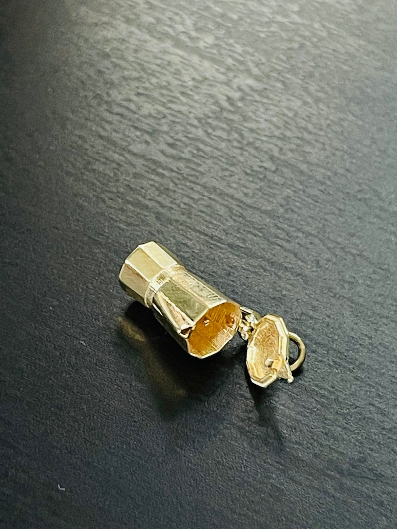 Cutest Mini Solid 14K Yellow Gold Cafecito Espresso Coffee Maker Charm Pendant Mechanical image 2