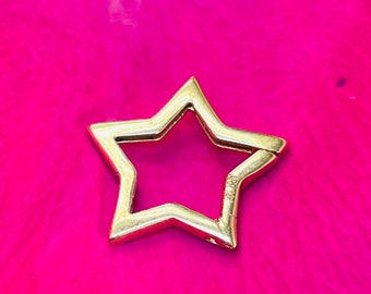 15mm Solid 14K Yellow Gold Star Shaped Clasp Finding Charm Holder Connector 1.5mm Thick