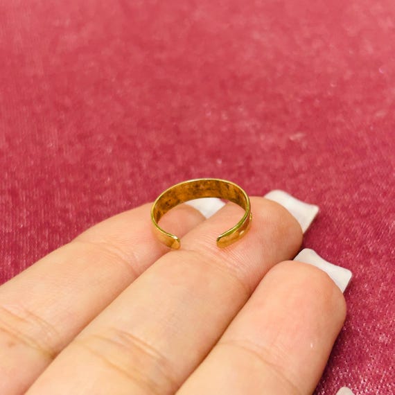 Solid 14K Yellow Gold Ring Size Adjustable Pinky … - image 4