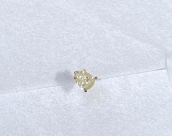 Natural Canary Yellow .08CT Pear Cut Diamond 14K Yellow Gold Straight Bone Nose Stud 22G