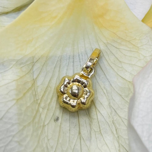 Cute Mini Flower 14K Yellow buy Gold Puffy Charm 15x8mm