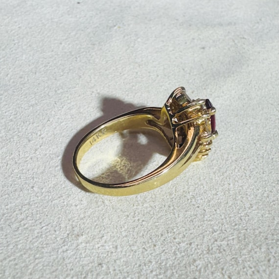 Gorgeous Natural Ruby and Diamond Solid 14K Yello… - image 3