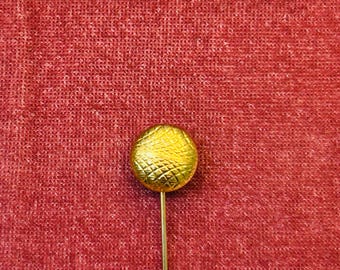 Vintage Yellow Gold Tone Round Domed Stick Pin