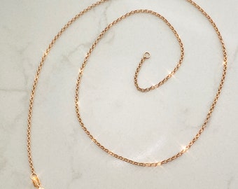 18” 2mm Solid 10K Pink Rose Gold Rolo Link Necklace Chain