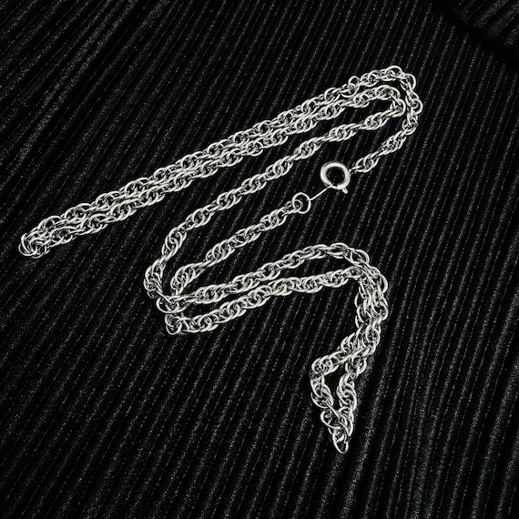 Solid Sterling Silver Rope Chain Link Necklace Ch… - image 1