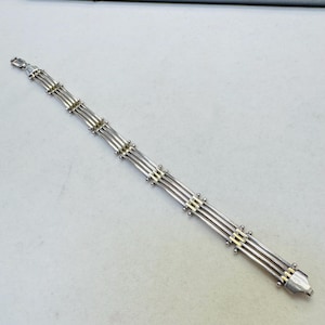 7.25&quot;  Two Tone Sterling Silver Link Bracelet Made in Italy