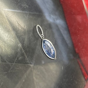 Natural .45CT Light Blue Ceylon Sapphire Marquis 18K White Gold and Platinum Charm Pendant