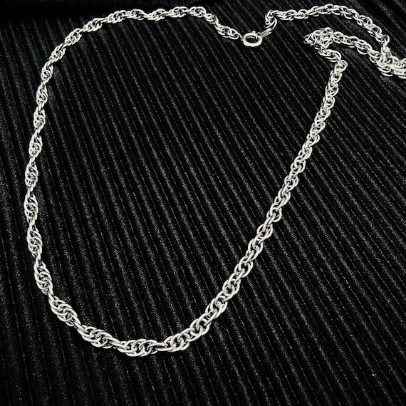 Solid Sterling Silver Rope Chain Link Necklace Ch… - image 7