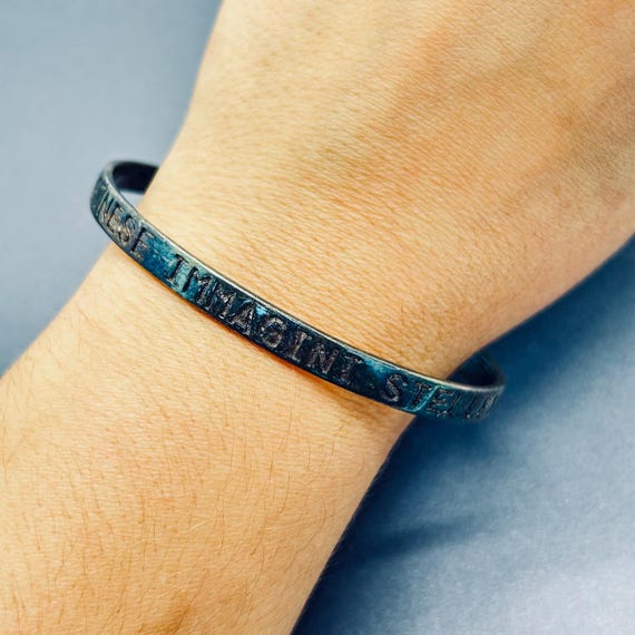 Solid Sterling Silver Bangle Bracelet 8" with Wor… - image 4