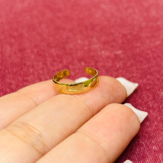 Solid 14K Yellow Gold Ring Size Adjustable Pinky … - image 3