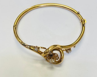 Gorgeous 18K Gold Mine Cut Diamond and Seed Pearl Antique