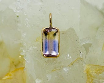 Ametrine Solid 14K Yellow Gold Pendant Charm Citrine / Amethyst