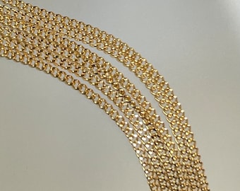 Solid 14K Yellow Gold 1mm Thick Curb Link Chain Necklace 20”