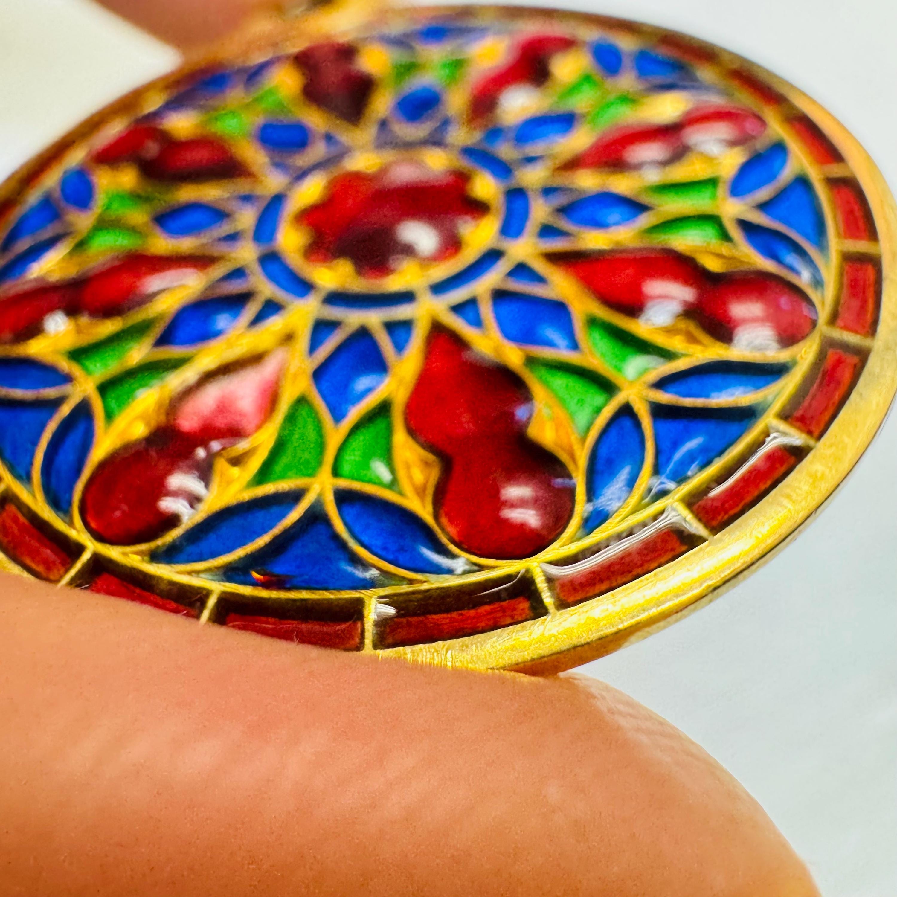 大型18Kイエローゴールド Plique A Jour フランス製エナメル ノート